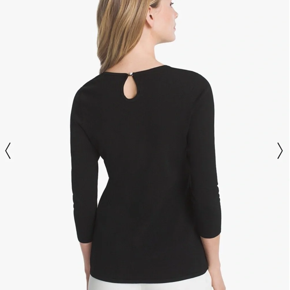 NWT White House Black Market Faux Pearl sparkle Neck LP pullover black sweater